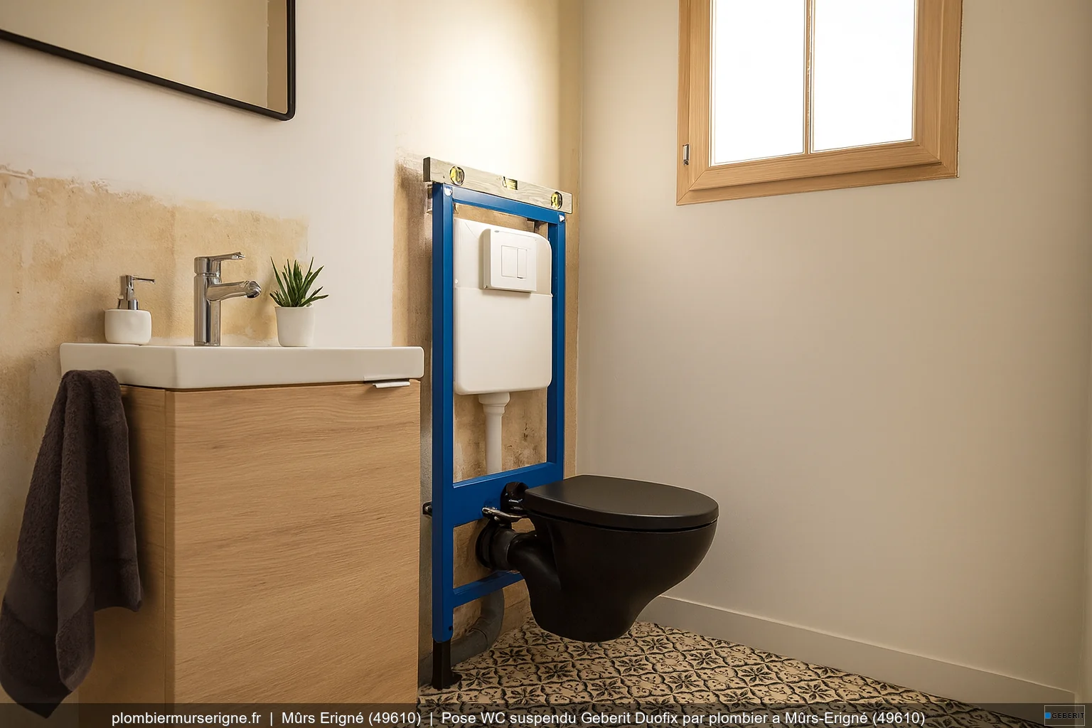 Pose WC suspendu Geberit Duofix par plombier a Mûrs-Erigné (49610)
